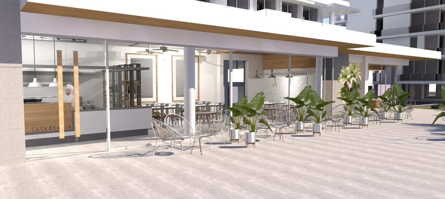 Abelia Residence terrace and cafe