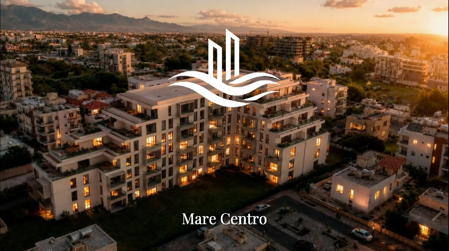 Centro Mare from the air at dusk