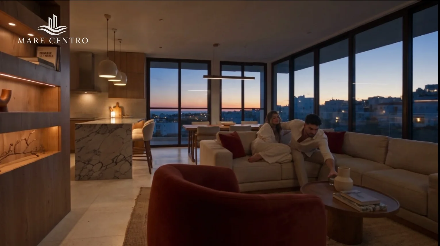 A living room at Centro Mare with a sea view
