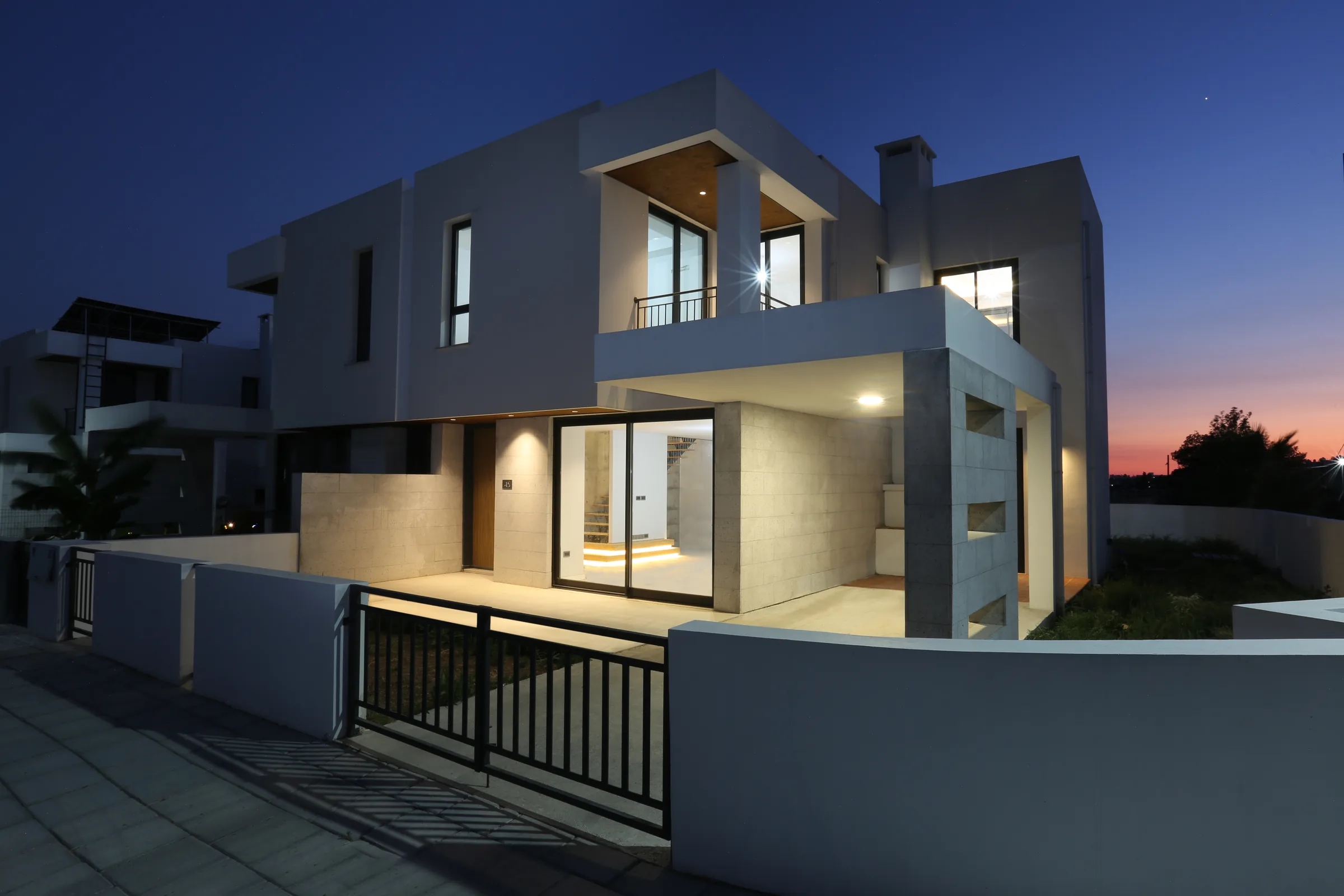 A Cordia Twins home at dusk