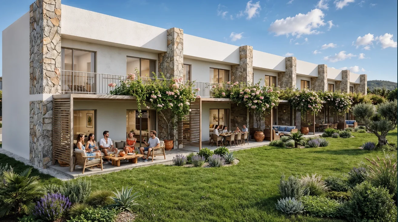 Terraced residences with planted balconies and gardens