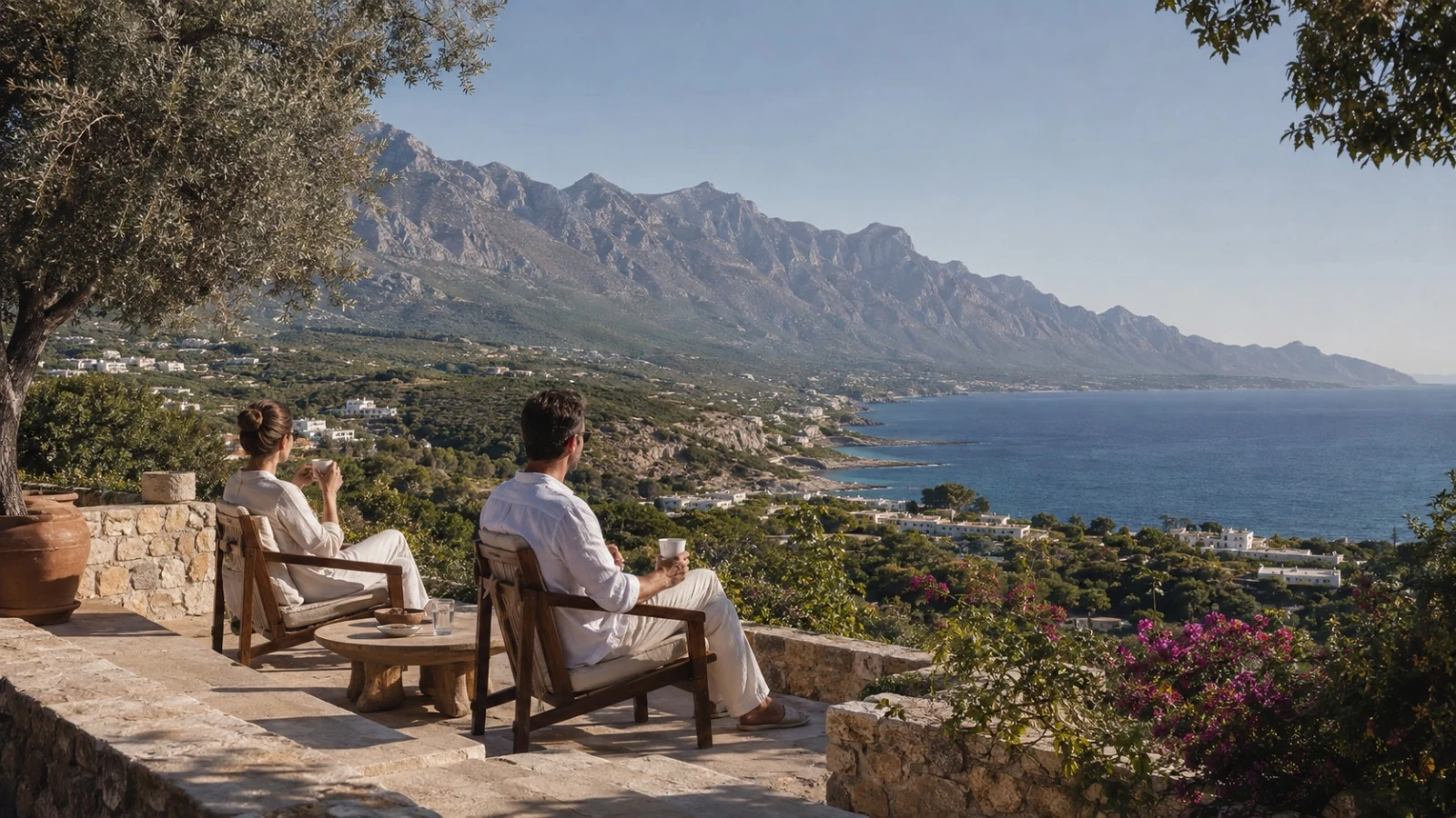 A terrace above the coast, looking to the Kyrenia range