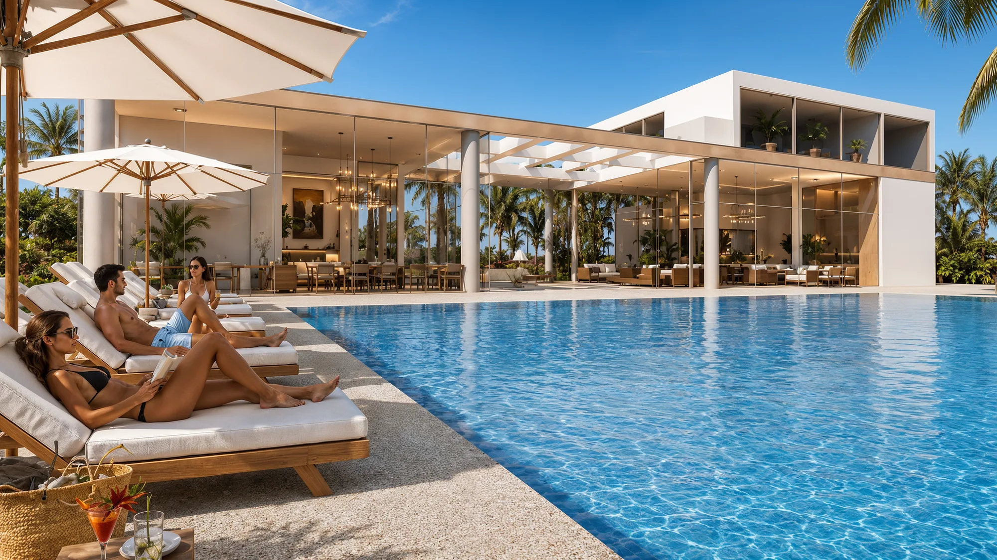 Verde Mare pool and sun loungers beside the social facility