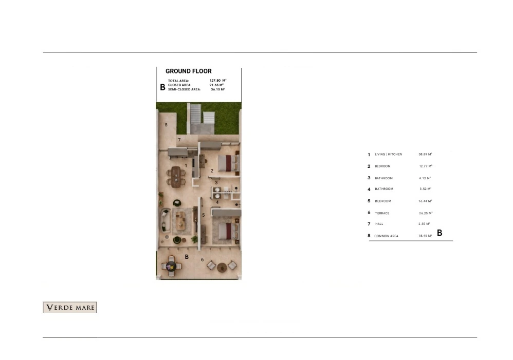 2+1 Garden B, Floor plan